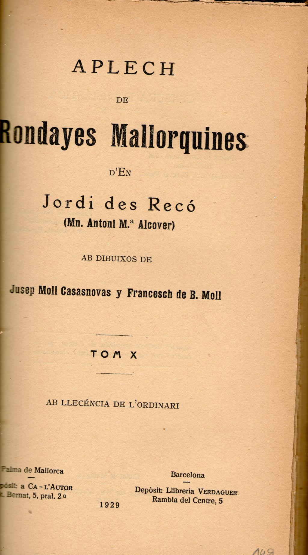 Coberta de Rondayes mallorquines d'en Jordi des Recó (Tom X)